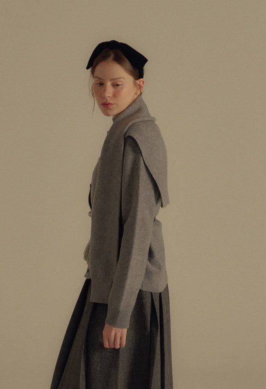 Vanilla basic wool knit shawl (WINTER)